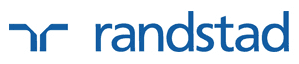 The word randstad is written in blue on a white background