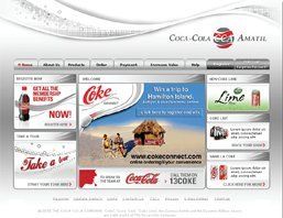 A coca cola website shows a picture of a hut on the beach