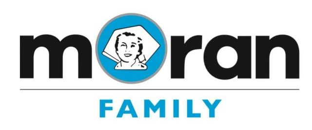 A logo for moran family with a picture of a woman