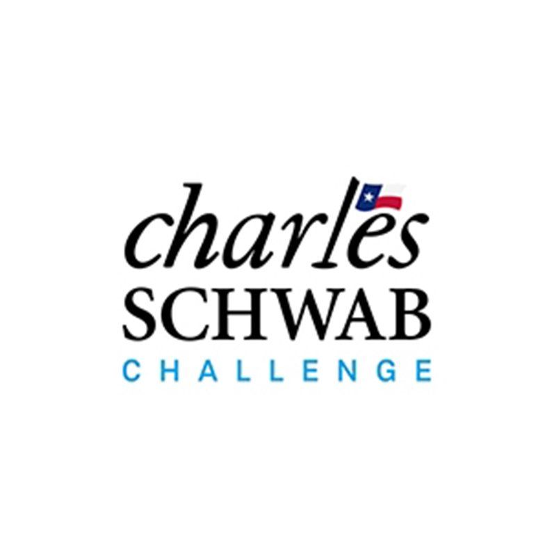 Charles Schwab Challenge logo in black and blue with a small Texas flag icon