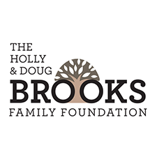 The Holly & Doug Brooks Family Foundation logo with a stylized brown tree in the word “BROOKS”