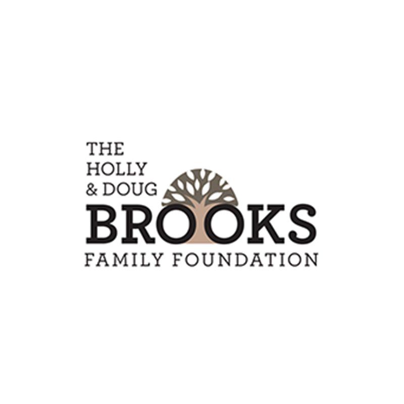 The Holly & Doug Brooks Family Foundation logo in black text with a stylized tree icon above “BROOKS.”