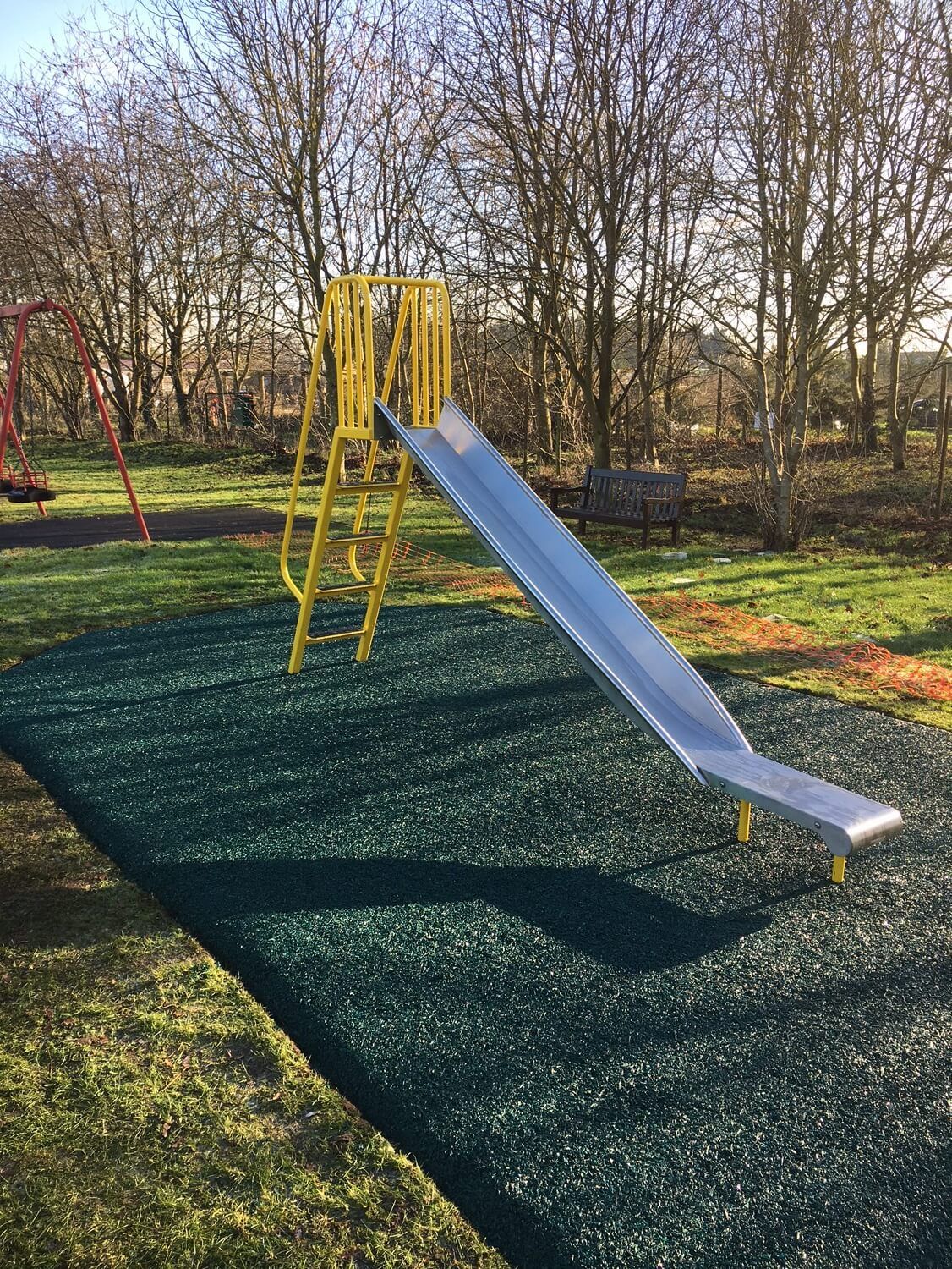 Playground Slide on Rubber Matting