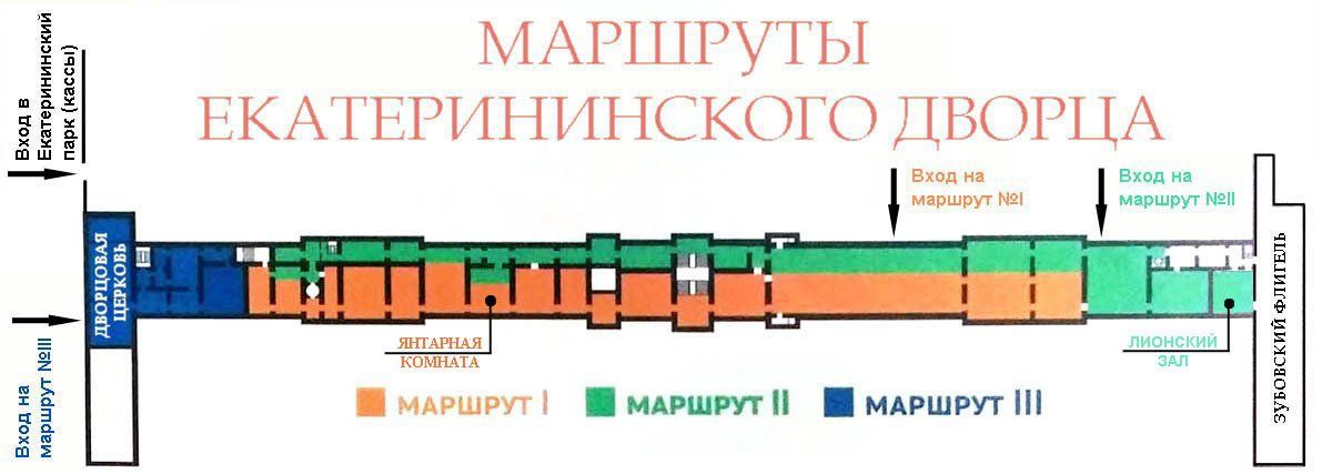 Маршруты в Екатерининском дворце в 2019 г. Маршруты в Екатерининском дворце в 2019 г.
