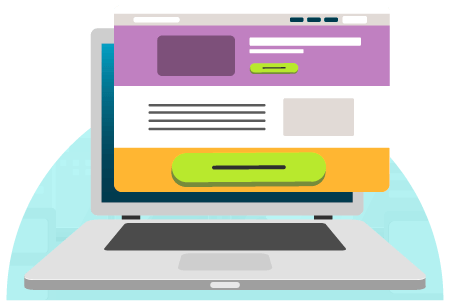 Um laptop com um site na tela.
