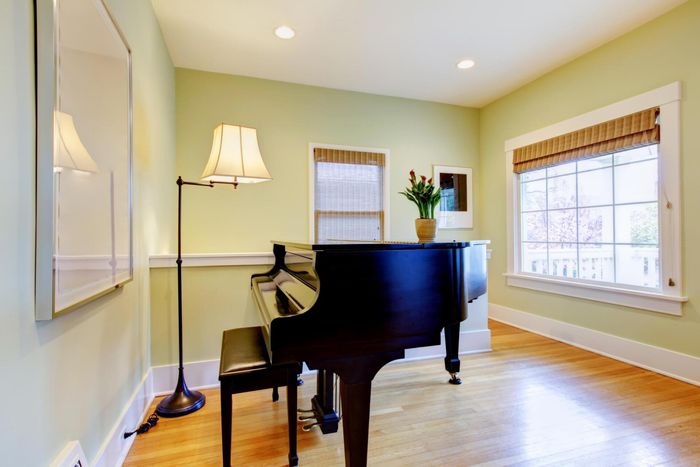 a piano on the room