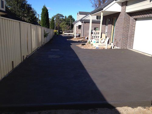 black concrete driveway