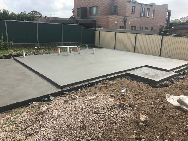 different layers of poured concrete