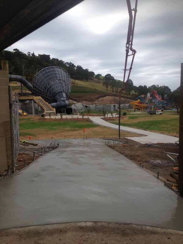 newly poured concrete pathway