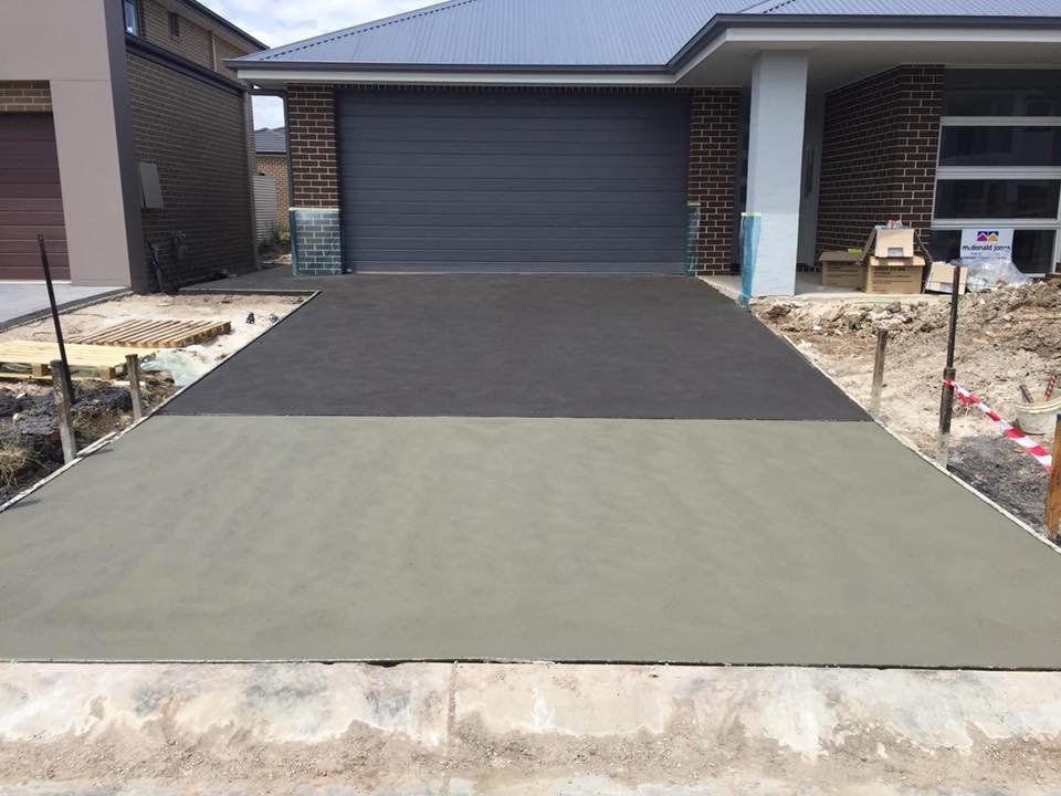 wet concrete driveway