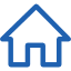 Blue outline of a house icon.