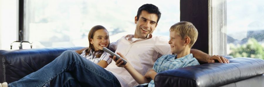 family watching tv