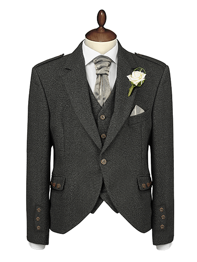 Charcoal Tweed Jacket and 5 button waistcoat