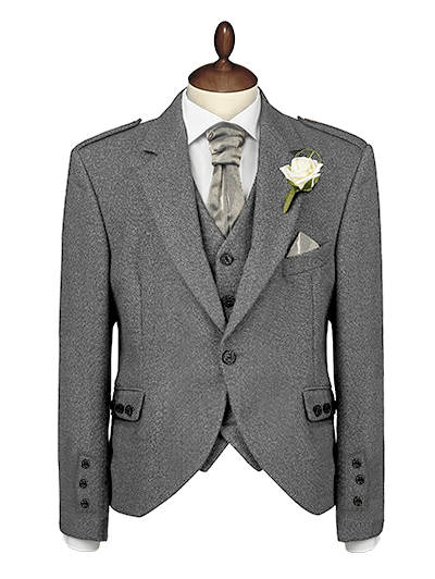 Light Grey Tweed Jacket and 5 button waistcoat