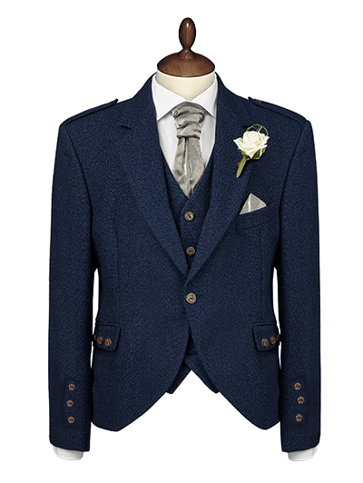 Navy Tweed Jacket and 5 button waistcoat