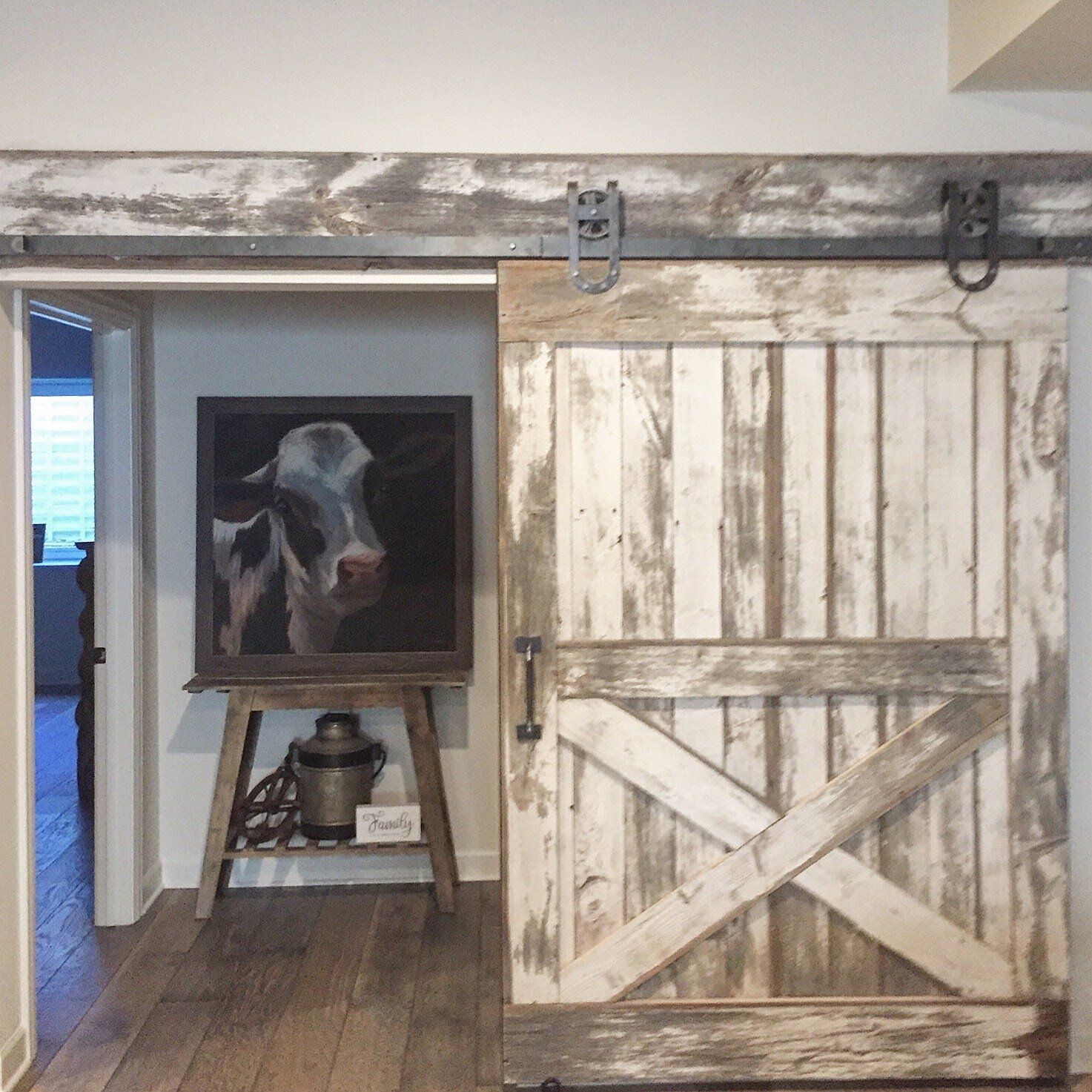 barn door, cross style, white, hardware, horseshoe