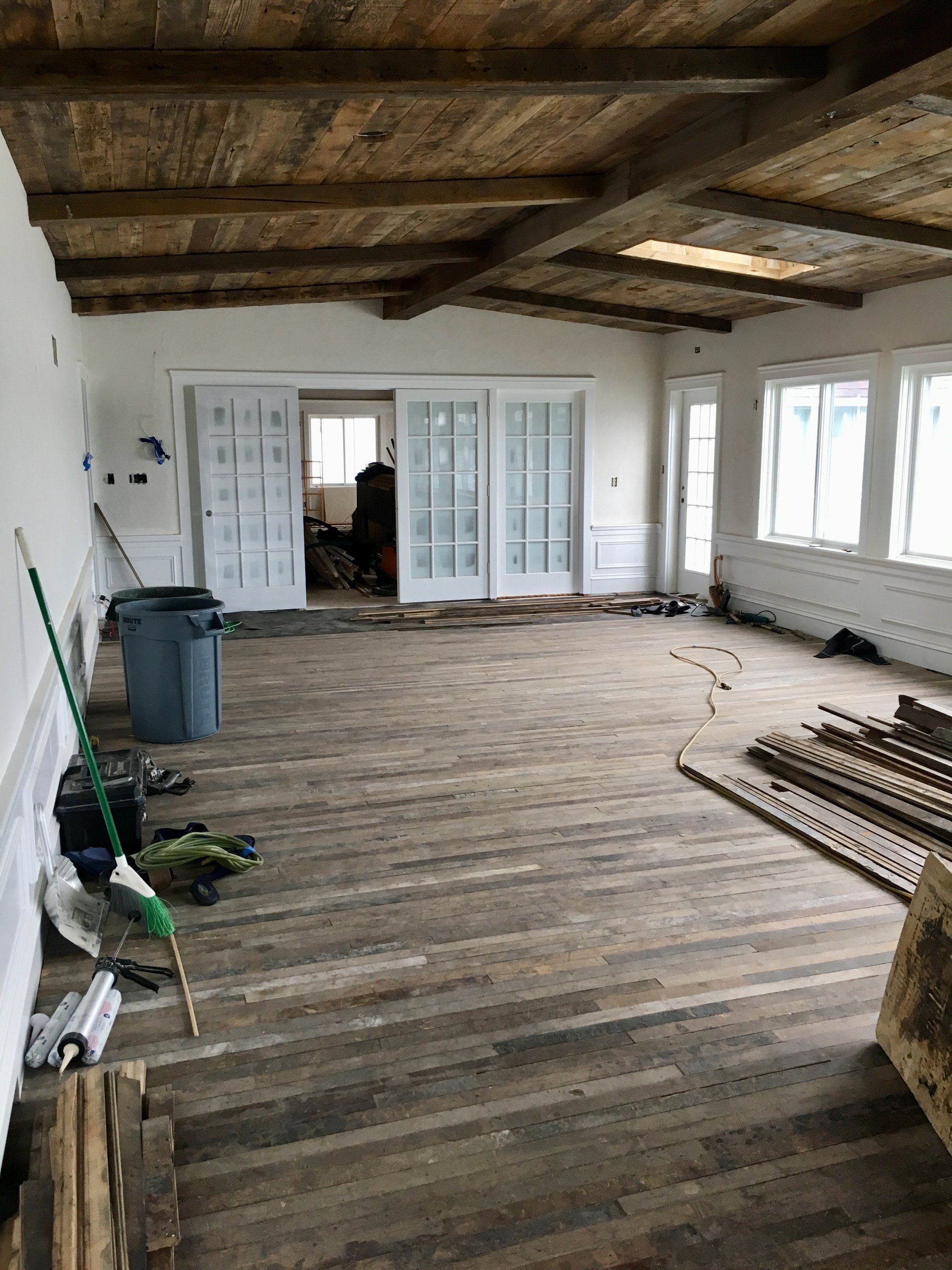 Floor, flooring, reclaimed, ceiling cladding, beams, ceiling beams