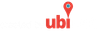 A red ubi logo with a blue pin on a white background
