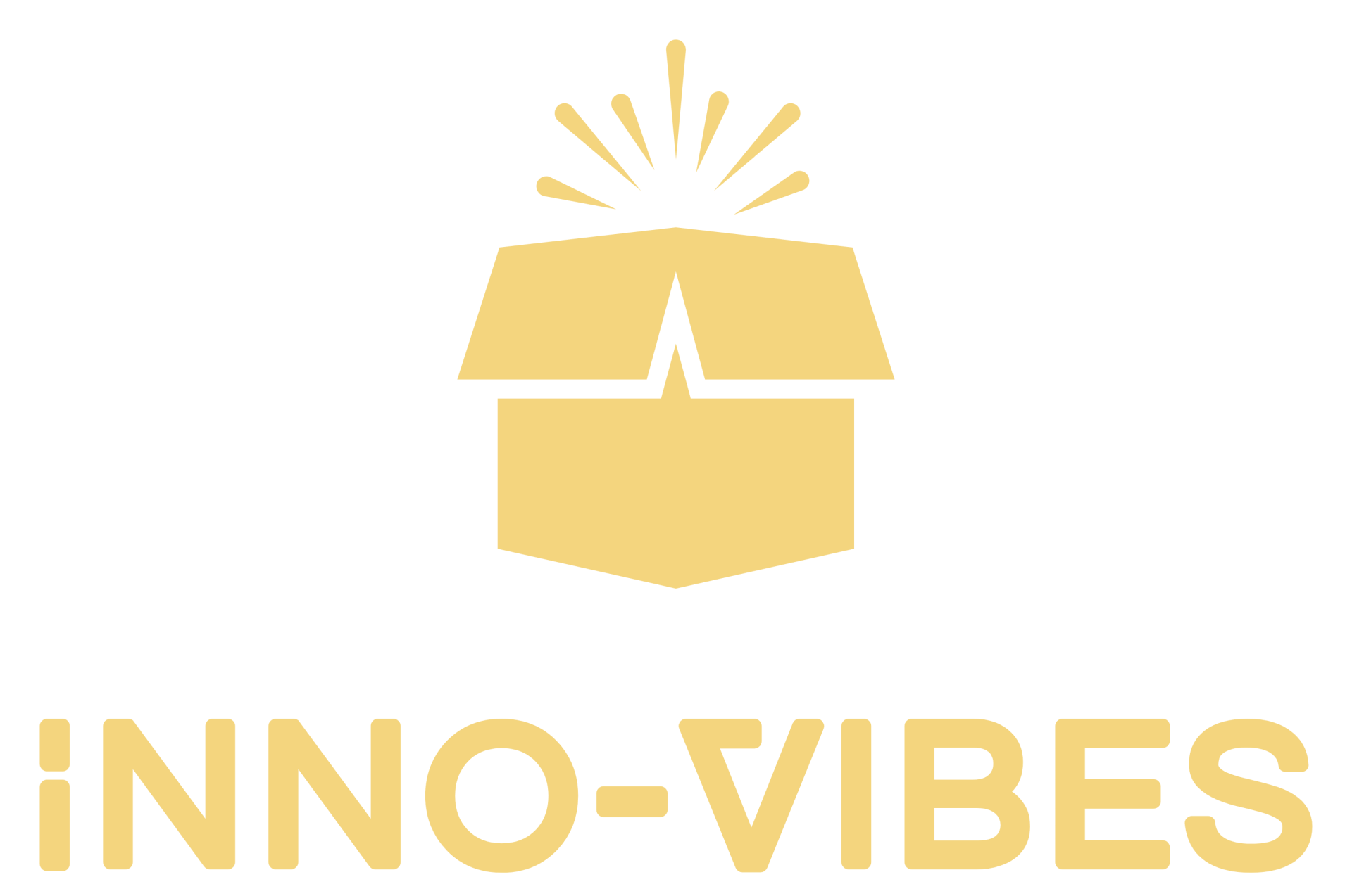 Een logo voor een bedrijf genaamd inno-vibes met een doos en een licht dat eruit komt.