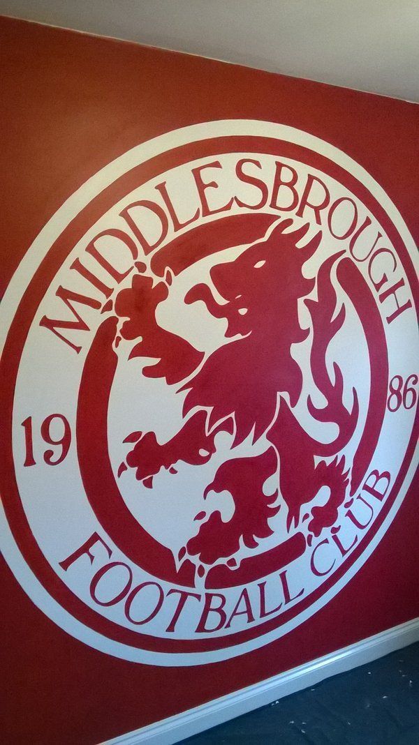 mfc middlesbrough football club logo mural  in a kids bedroom