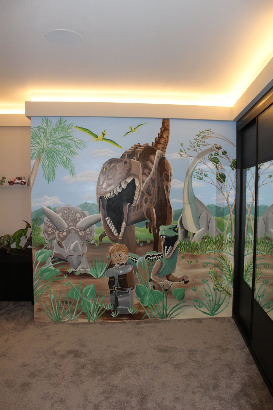 lego Jurassic park mural dinosaurs dino kids bedroom decor boys girls room 