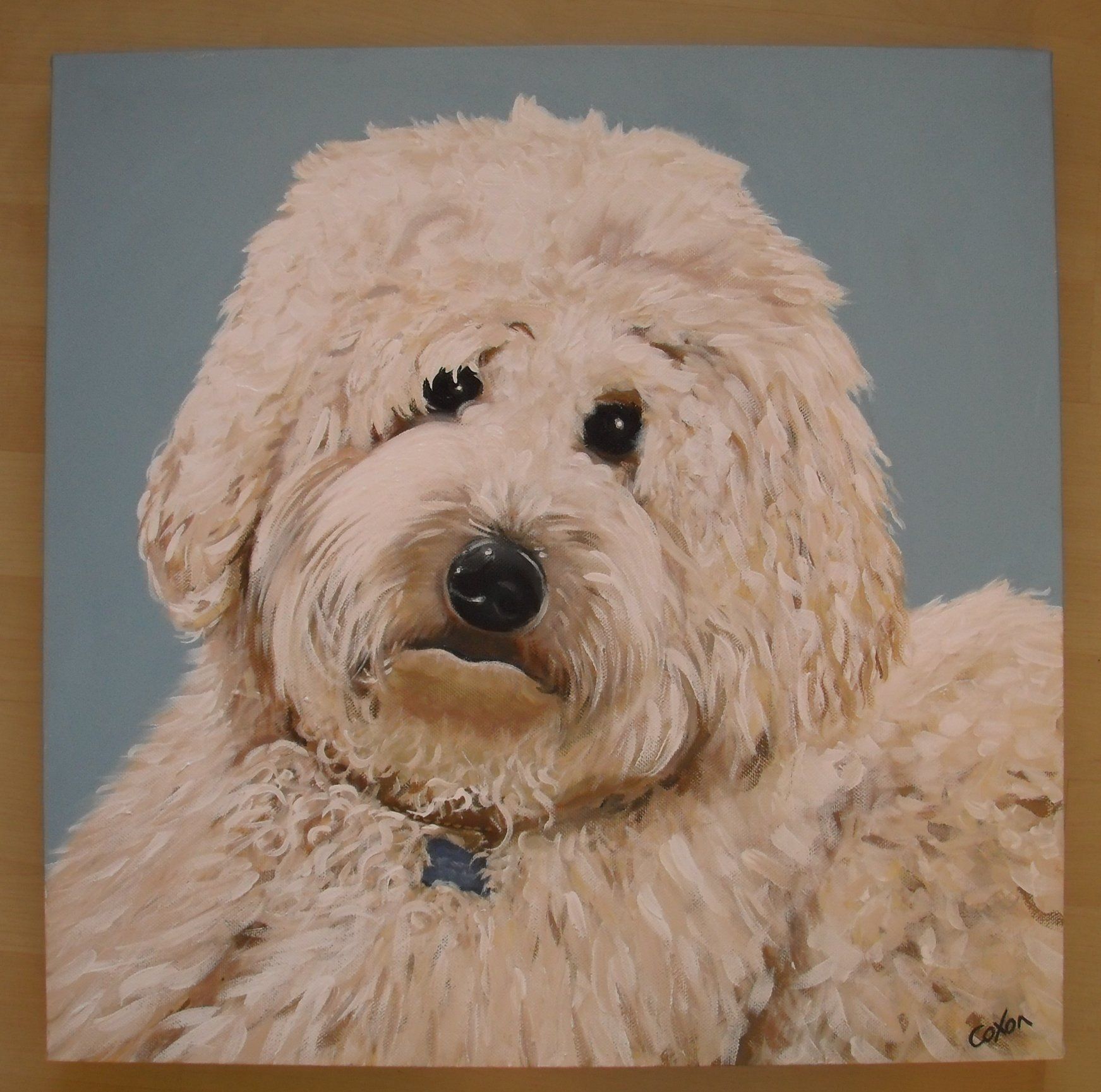 per portrait canvas cute dog acrylic painting 