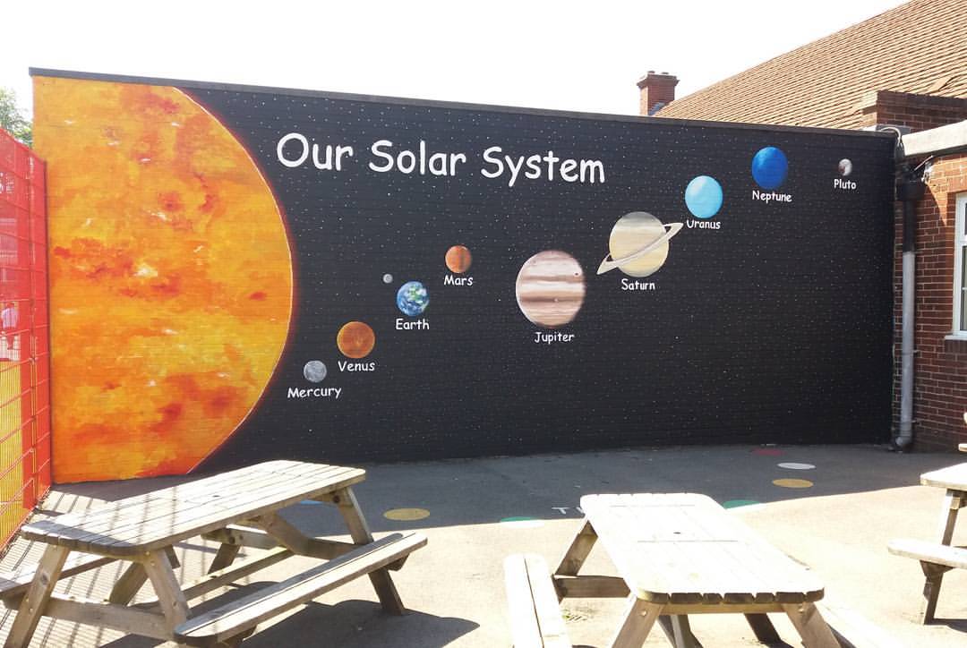 our solar system primary school exterior mural