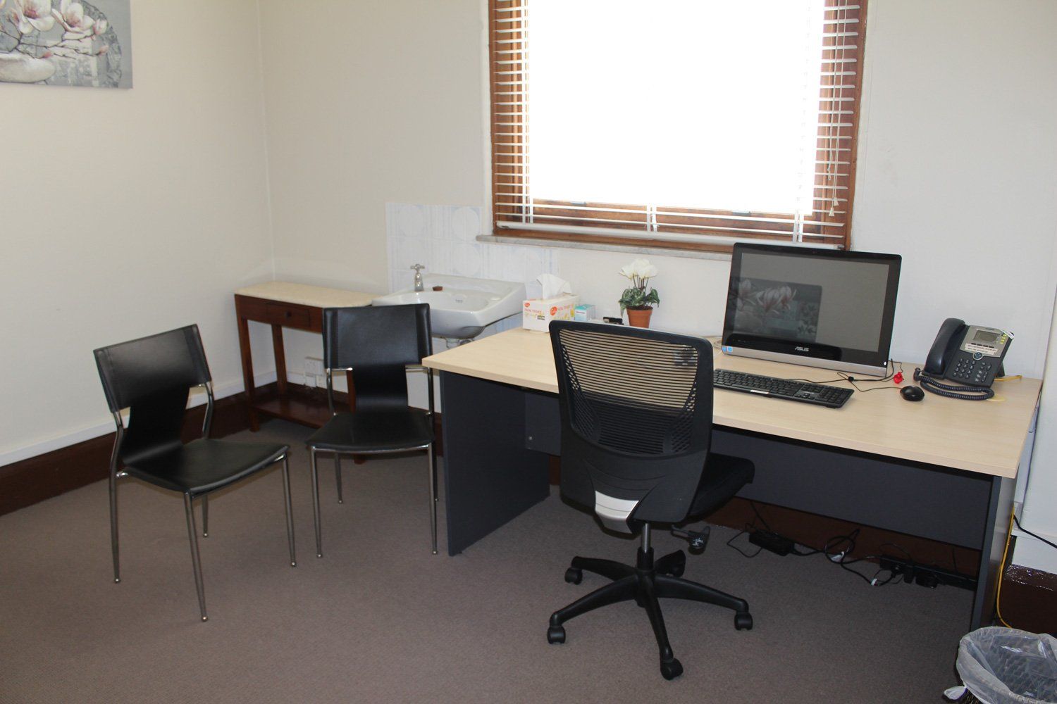 Consultation room with sink