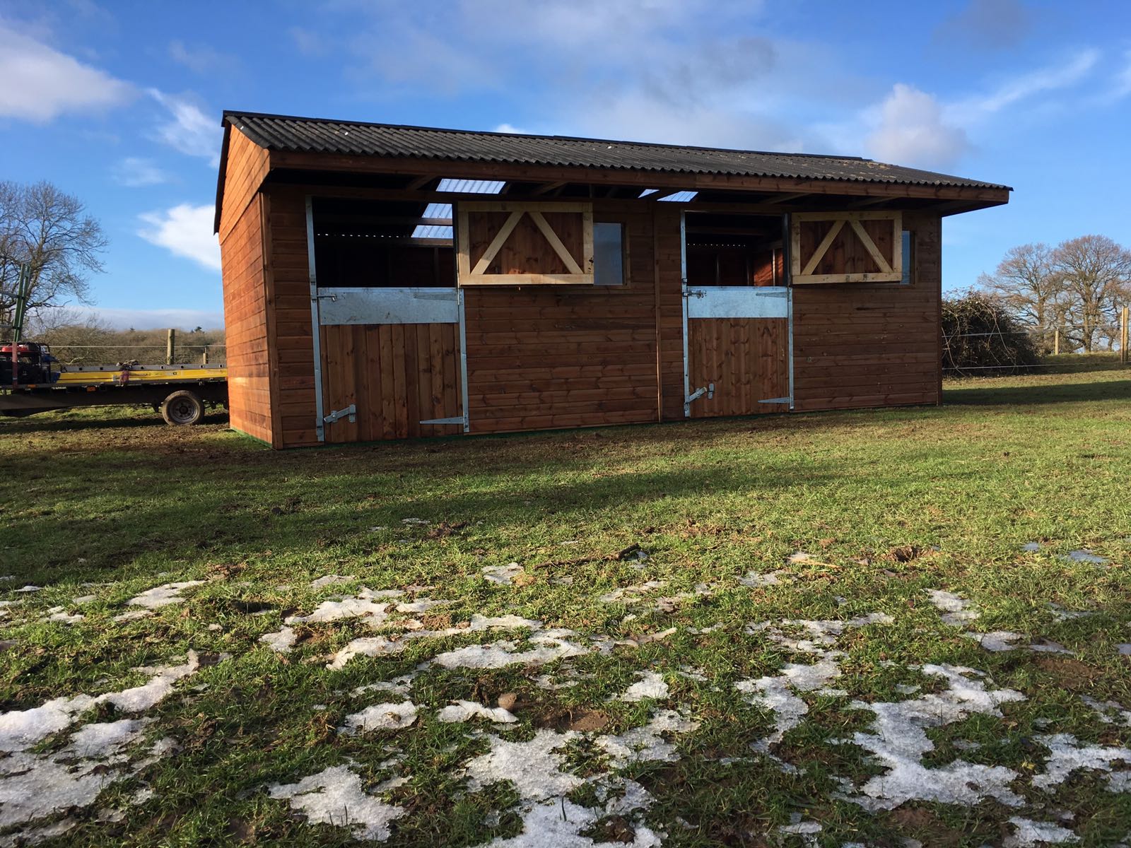 winter stable in field