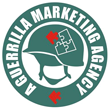 The logo for a guerrilla marketing agency has a soldier 's helmet with a puzzle in it.