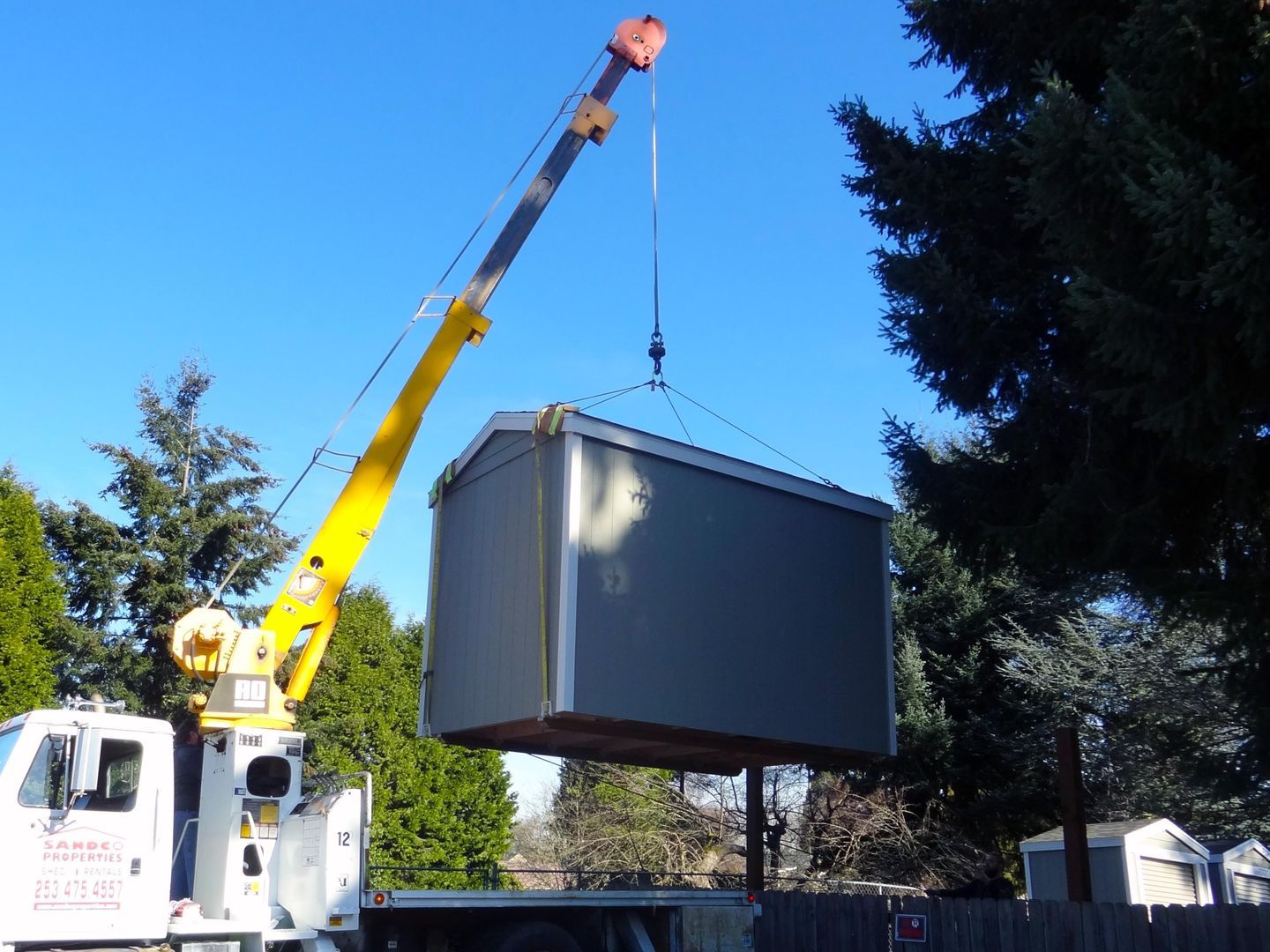 crane and storage shed