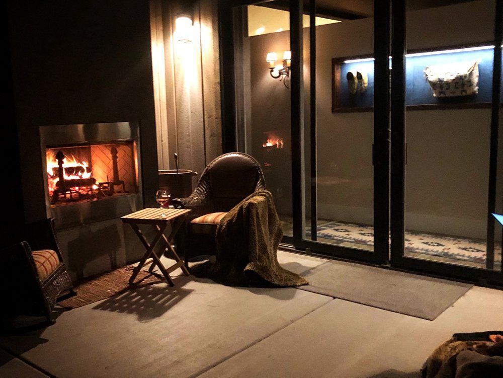 Designer's Residence Outdoor Patio with Fire