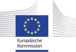 Logo der Europäischen Kommission mit EU-Flagge und grauem Text auf weißem Hintergrund