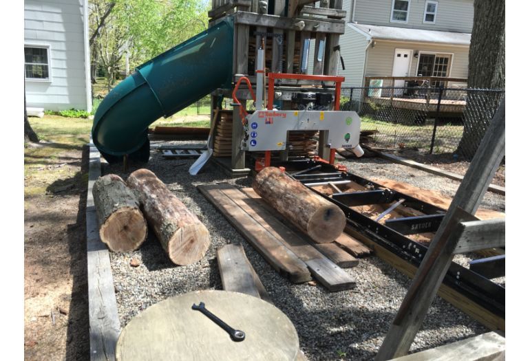 Playground turned into a sawing operation