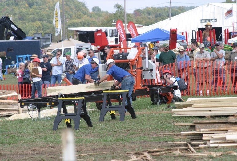 Timbery M285 sawmill with cut boards