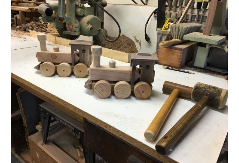 Wooden toy trains