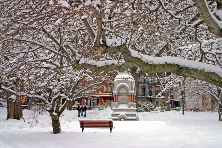 Stock image of a snowing winter at Boston, Massachusetts, USA