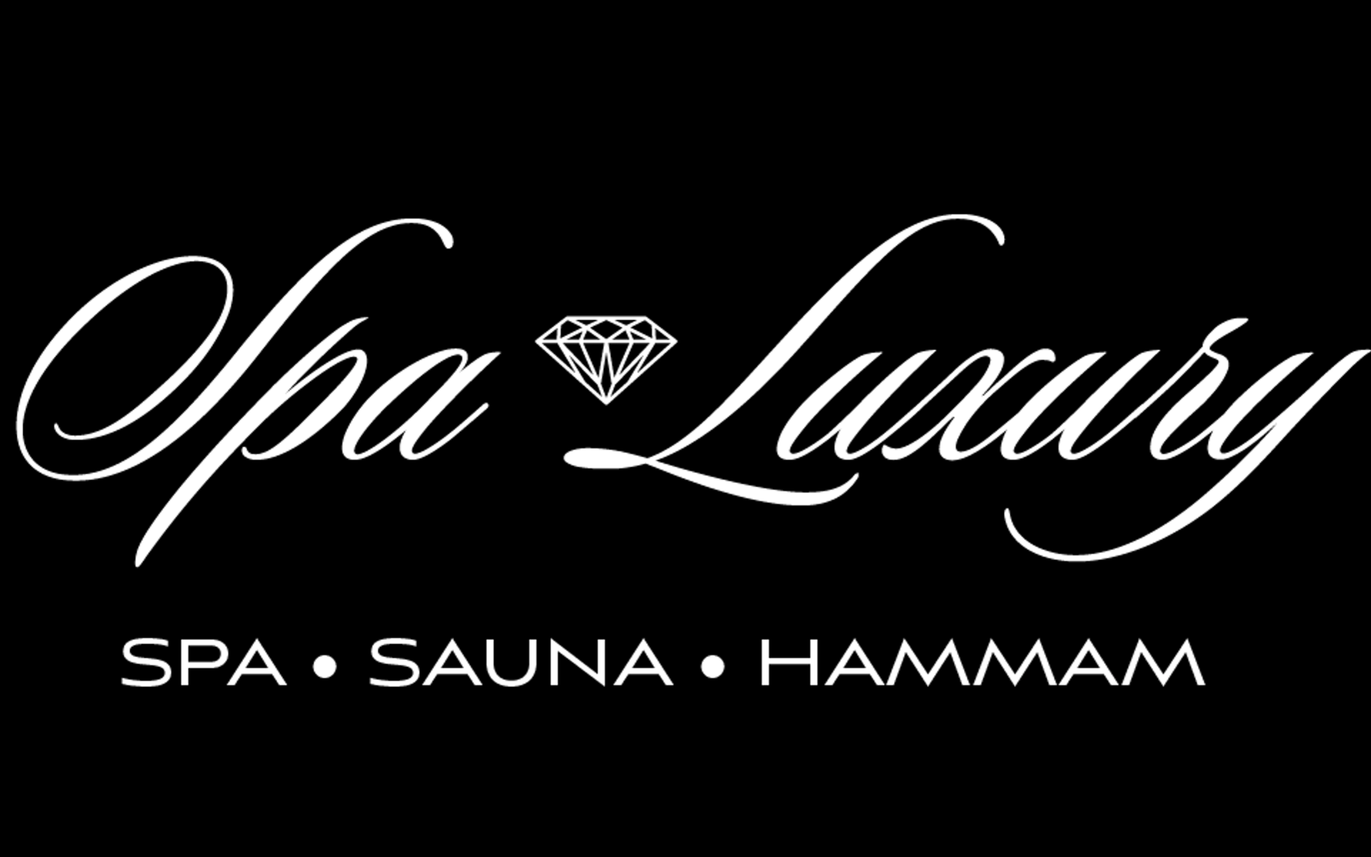 Le logo du spa luxe sauna hammam est blanc sur fond noir.