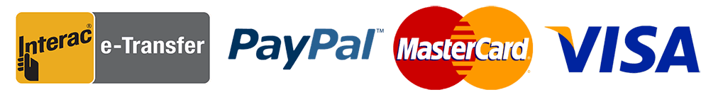 Payment Options (E-transfer, Paypal, Mastercard, Visa)