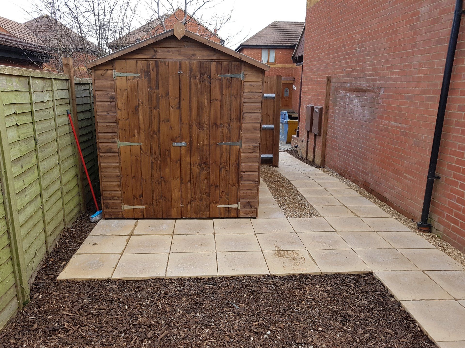 Shed with paving