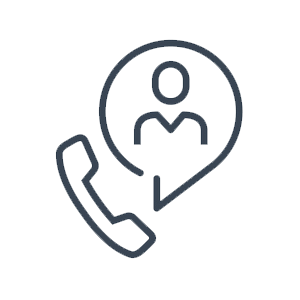 Phone contact icon with user silhouette in a location pin outline