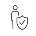 Person beside shield with checkmark icon