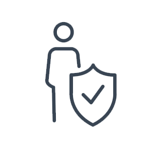 Person beside shield with checkmark icon