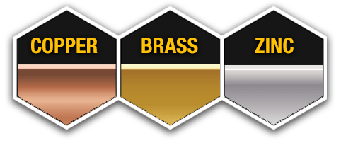 Copper brass and zinc are three different metals
