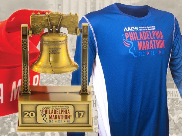 A philadelphia marathon shirt with a bell on it