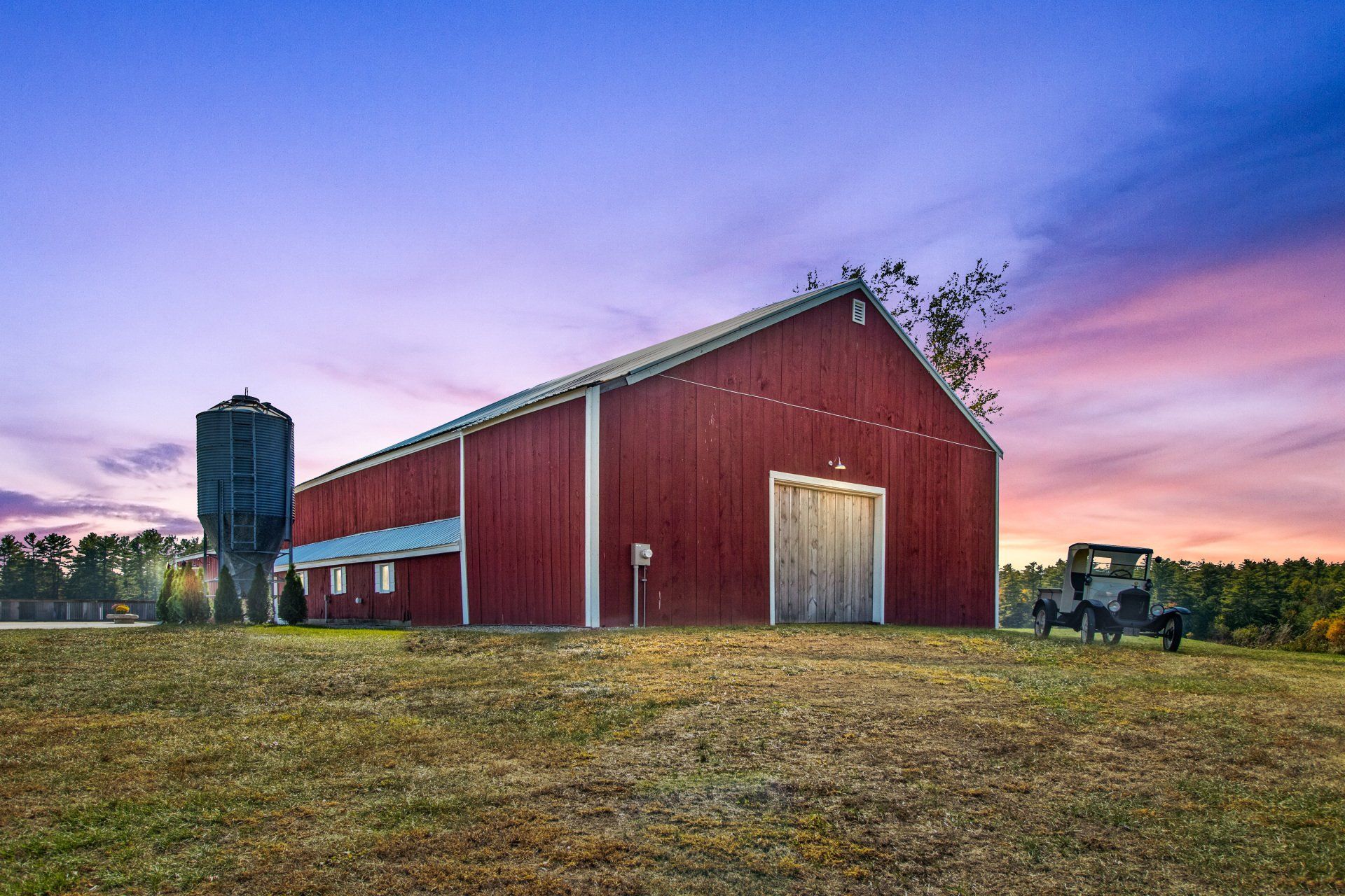 Barn's view during sunset — Dayton, ME — This Old Barn