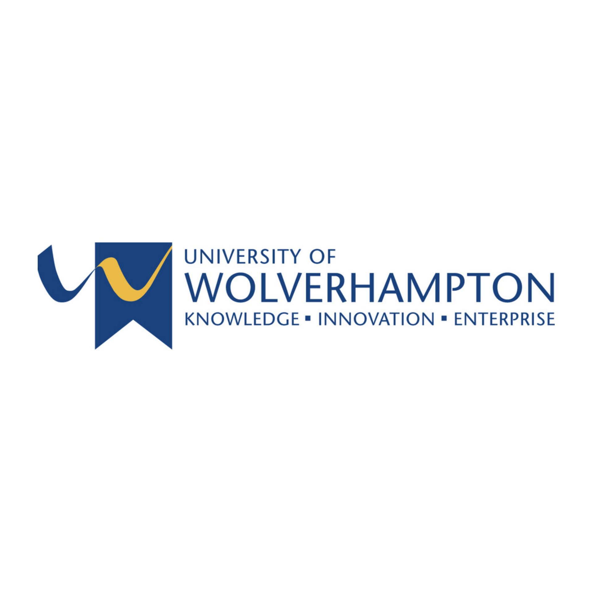 University of Wolverhampton logo in blue and gold with tagline “Knowledge • Innovation • Enterprise”