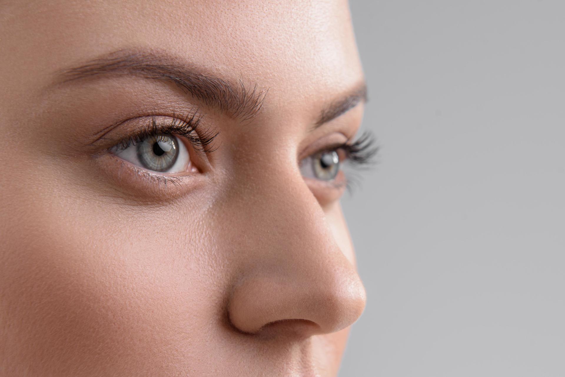 close up of womans eyes and nose