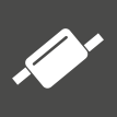 White exhaust muffler icon on a gray background.