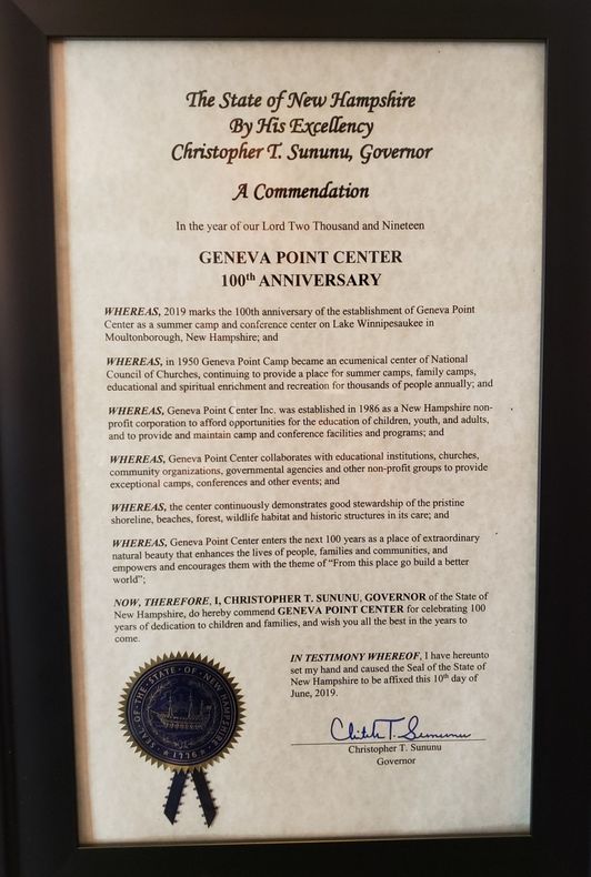A framed certificate from the state of new hampshire